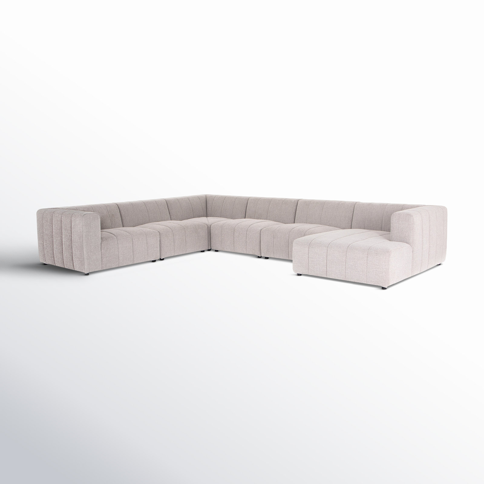Bowry 6 - Piece Chaise Sectional, Right Hand Facing, 28" H x 157" W x 129" D, Pink Polyester