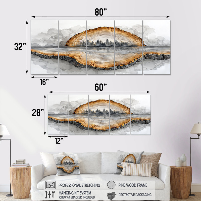 Mulroney - Art mural - Ensemble d'art mural, H 32 po x l 80 po, 5
