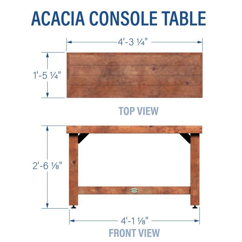 Acacia Wood Farmhouse Console Table with Lower Slat Shelf