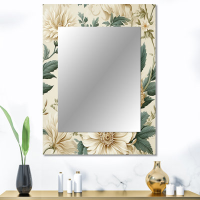 Baysen antique beige rétro - miroir mural floral unique, miroir floral, impression d'art en métal