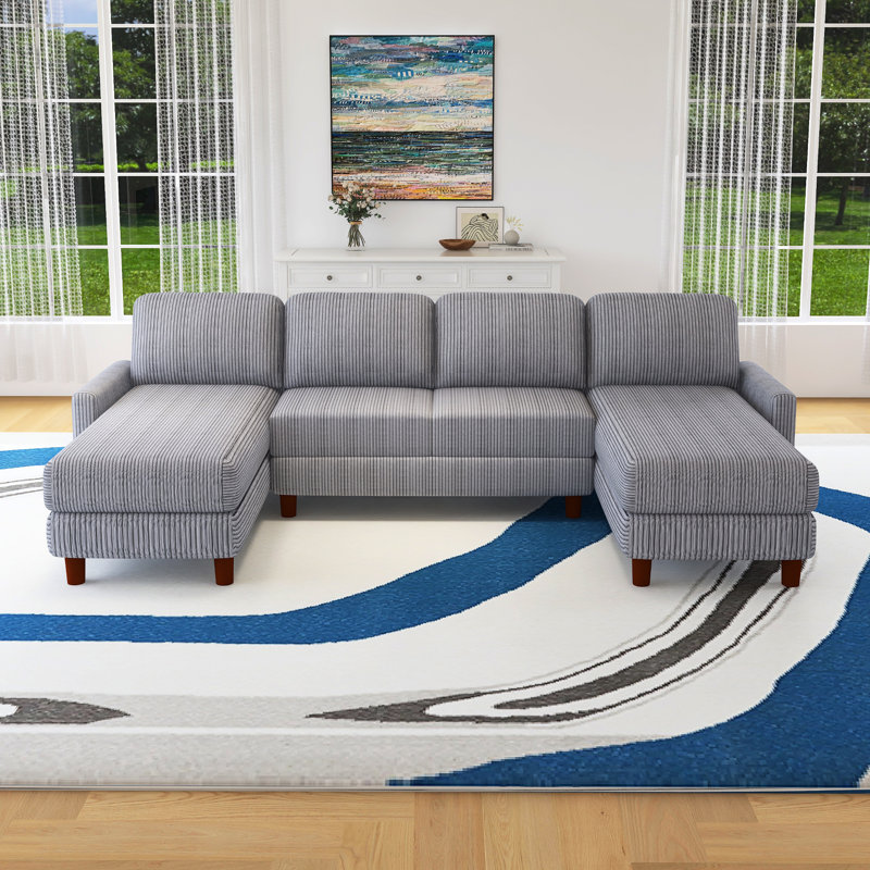 U-Shaped Sponge-Filled Cushion Combination Sofa, Gray