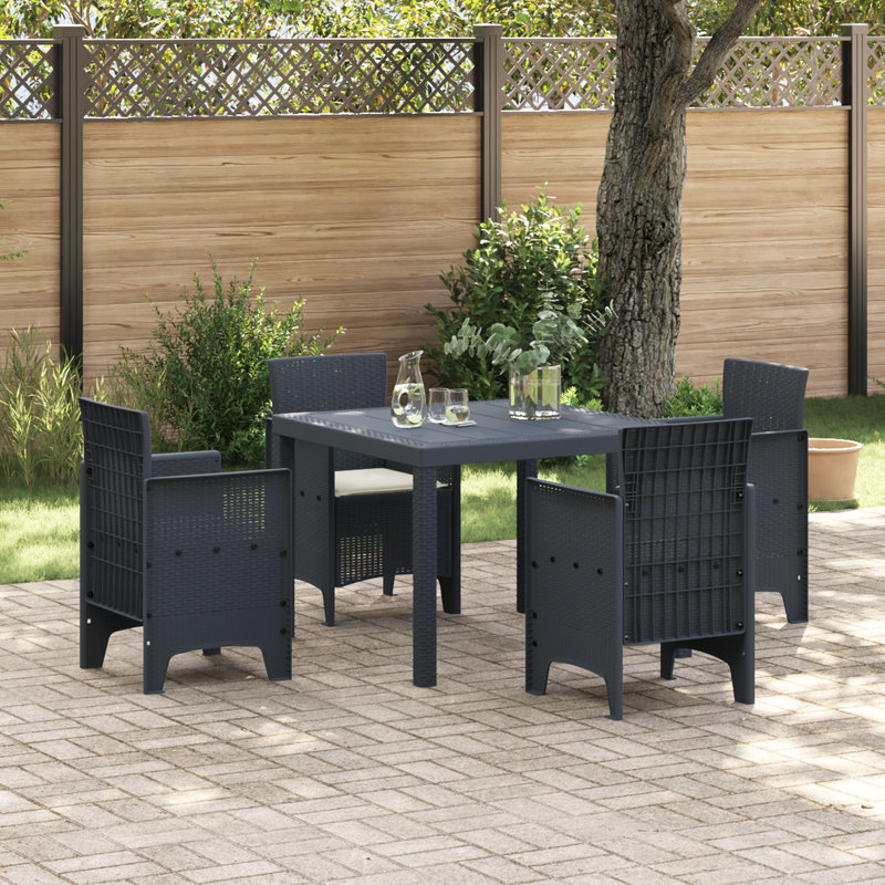 Ensemble de salle à manger de jardin 5 pièces vidaXL en polypropylène anthracite