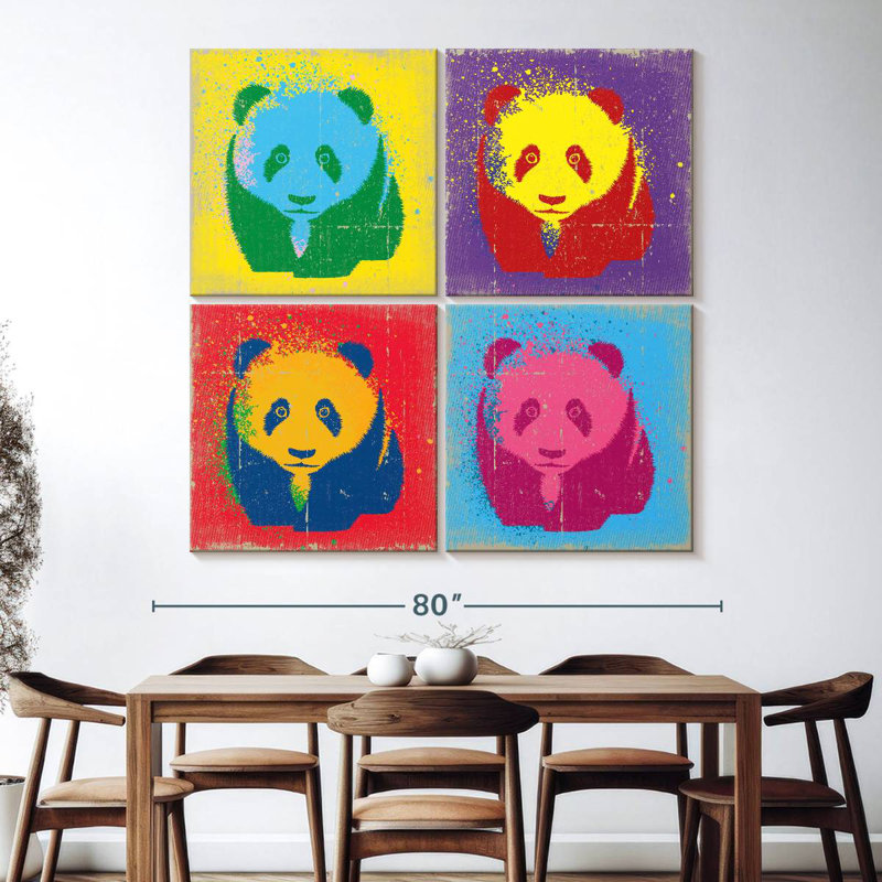 Brampt Paint Splash Pandas, 74" H x 74" W