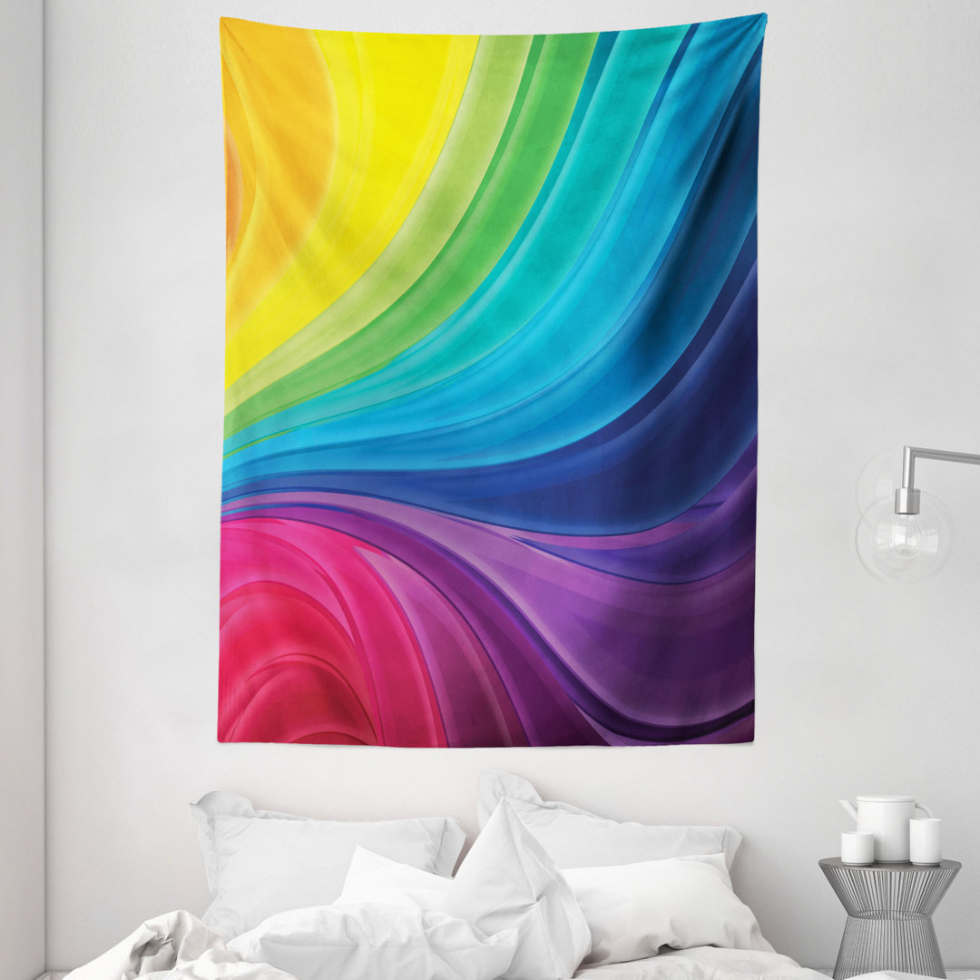 Wandbehang glatter Regenbogen inspirierte kurvige Linien Muster-Spiral-wellenförmiges weiches Spray