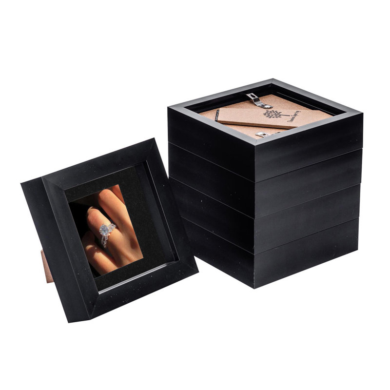 Shadow Box Picture Frame, 12.5cm H x 12.5cm W x 3.5cm D, Black/Black