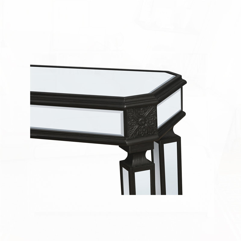 Console à miroir noir avec 4 pieds, Noir