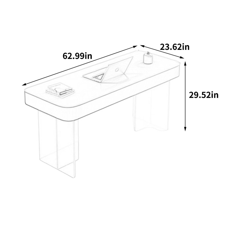 Bureau exquis et élégant, H 29,52 po x l 62,99 po x P 23,62 po
