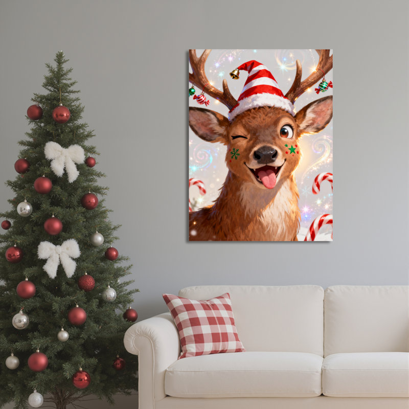 Toile, art mural chapeau de cerf, H 18 po x l 12 po