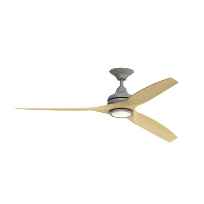 Spitfire 60 inch Indoor/Outdoor Ceiling Fan with LED Light Kit - Galvanized with Natural Blades