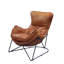 Fauteuil d’appoint Jeuthan, cuir fleur Aperol et finition noire