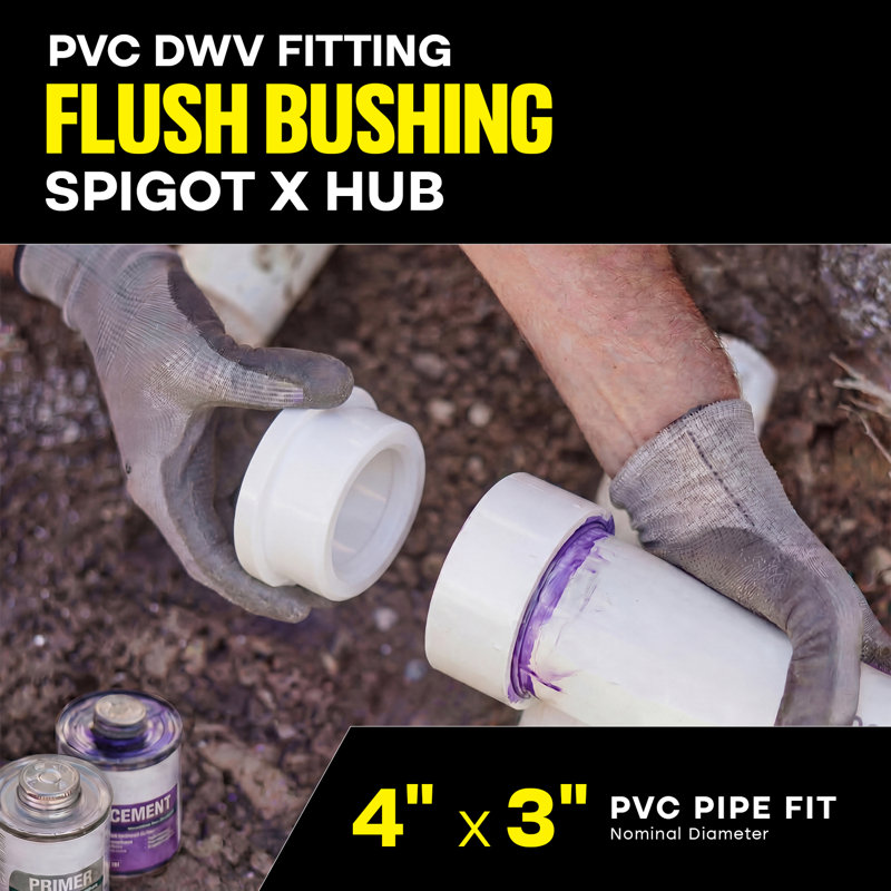 4 in. x 3 in. White PVC DWV Flush Bushing, Hub x Spigot Reducing Fitting for Drain, Waste & Vent System (30-Pack)