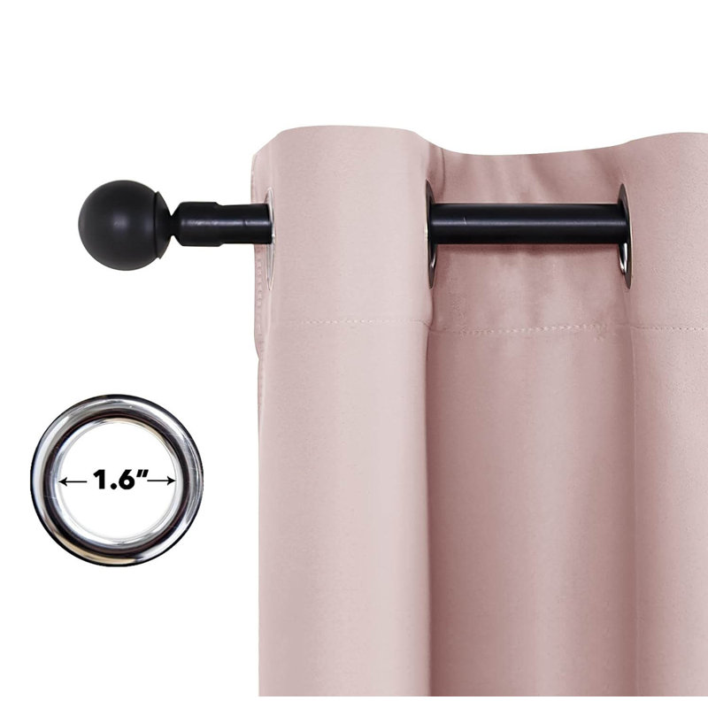 Polyester Blackout Grommet / Eyelet Curtain Pair, Baby Pink