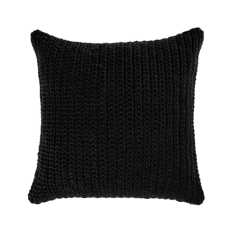 Prism Polyester Indoor/Outdoor Pillow Cover & Insert, 22"H x 22"W, Square, Black