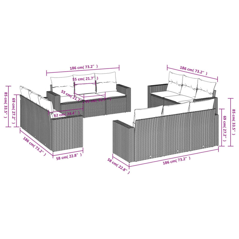  Garden Sofa Set Light Grey