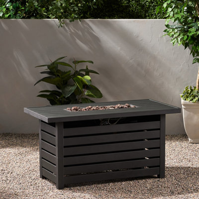 Foyer rectangulaire en fer de 30 000 BTU avec réservoir fermé - l 45,00 po x P 42,00 po H 23,85 po, noir, facile à assembler et gardé simple à assembler