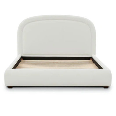 Grand lit Platon en chenille blanc polaire