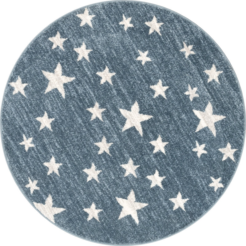 Kennedy Stars Blue Children's Rug, Round 122cm