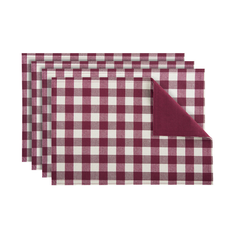 Gracie Oaks: accessoires de cuisine moderne Buffalo, napperon 18 po x 12 po, taupe, Bourgogne