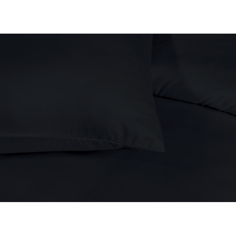 Mealla Microfiber 200 TC Duvet Cover Set with (Plain Microfiber 200 TC Duvet Cover Set), Double, Black