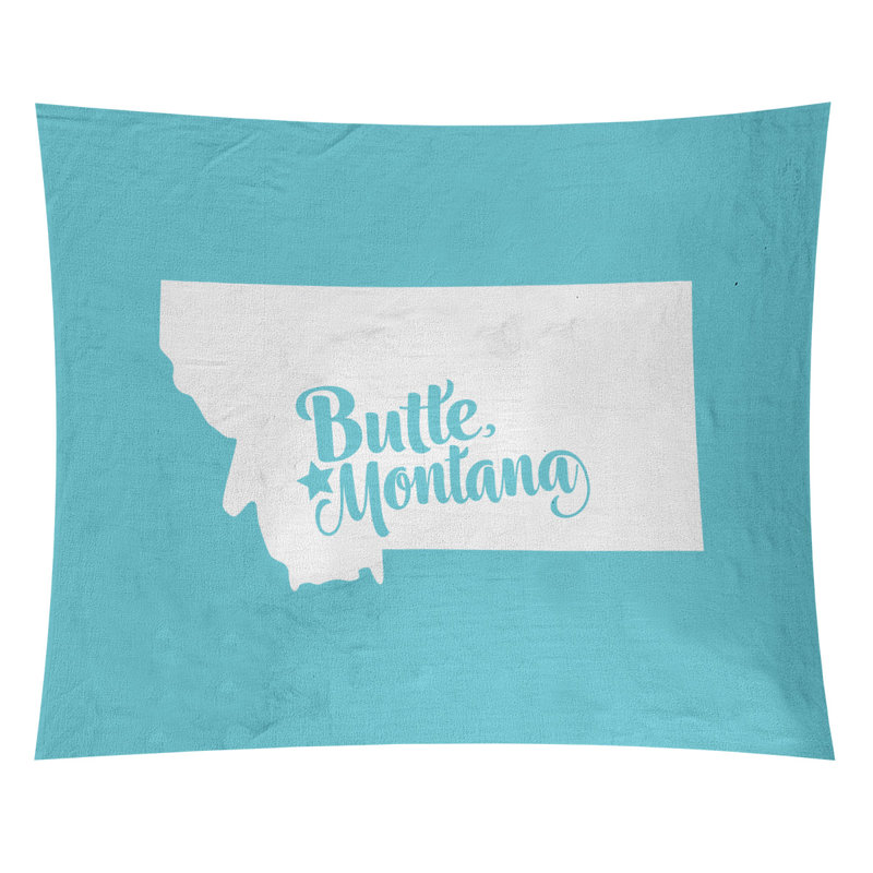 Tapisserie Butte Montana, H 68 po x l 80 po, Bleu sarcelle