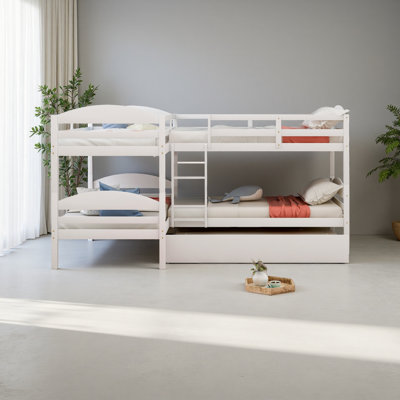 Lit simple en L avec lit gigogne