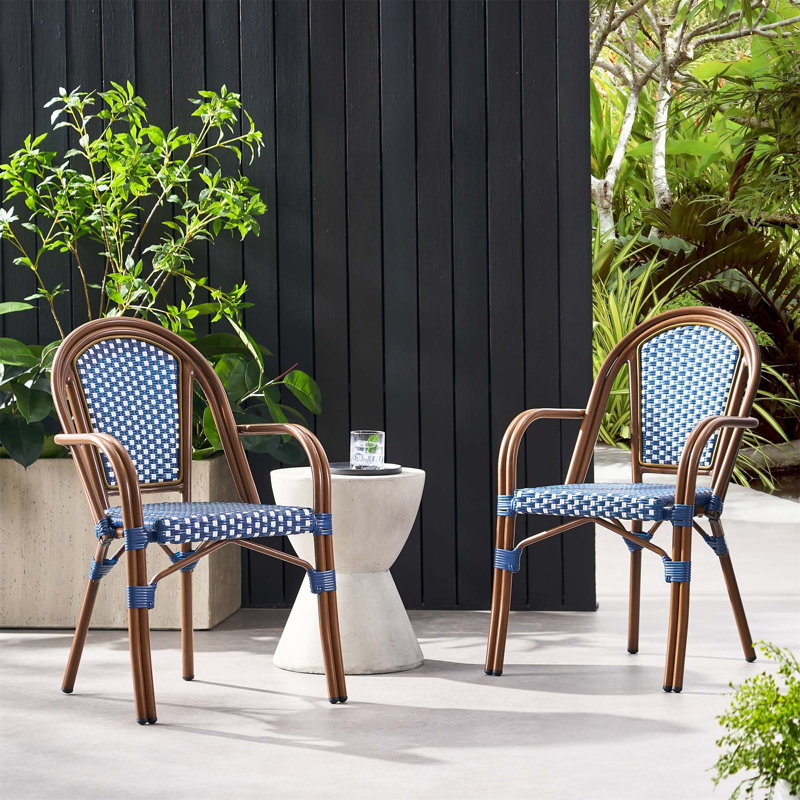 Chaise BISTRO (ensemble de 2), Blanc / Bleu marine