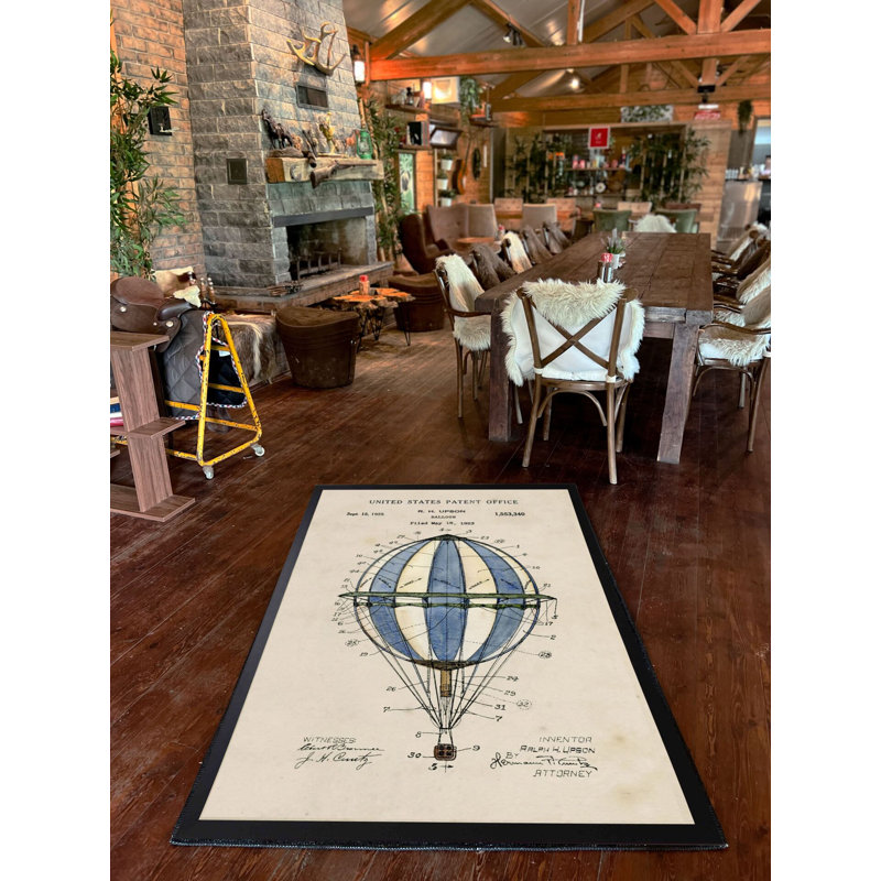 Tapis tissé à motif de montgolfière, Rectangle 4 pi 7,12 po x 6 pi 6,74 po