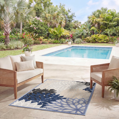 Ciann Floral Blue Multicolor Indoor / Outdoor Area Rug