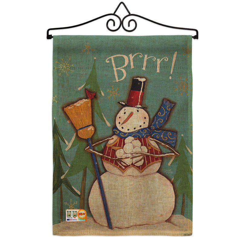 Hiver bonhomme de neige brrr ! wonderland impressions 2 côtés en toile jute 19 x 13 po drapeau de jardin
