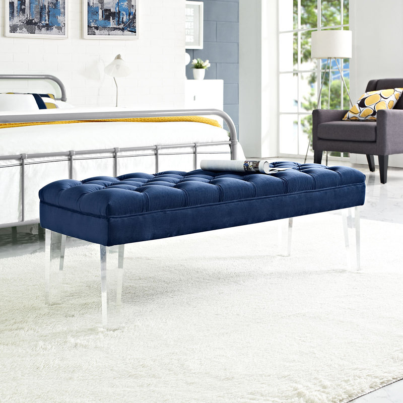 Banc en velours Valet, Bleu marine