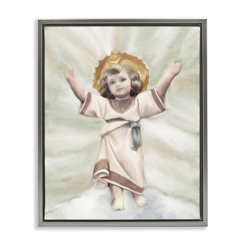 «Nino Divino Baby Portrait», art mural encadré sur toile flottante brune, H 31 po x l 25 po, Cadre flottant gris lustré