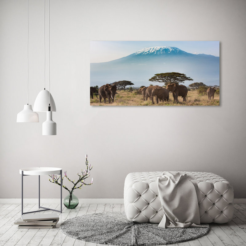 Elephants Kilimanjaro - Wrapped Canvas Print