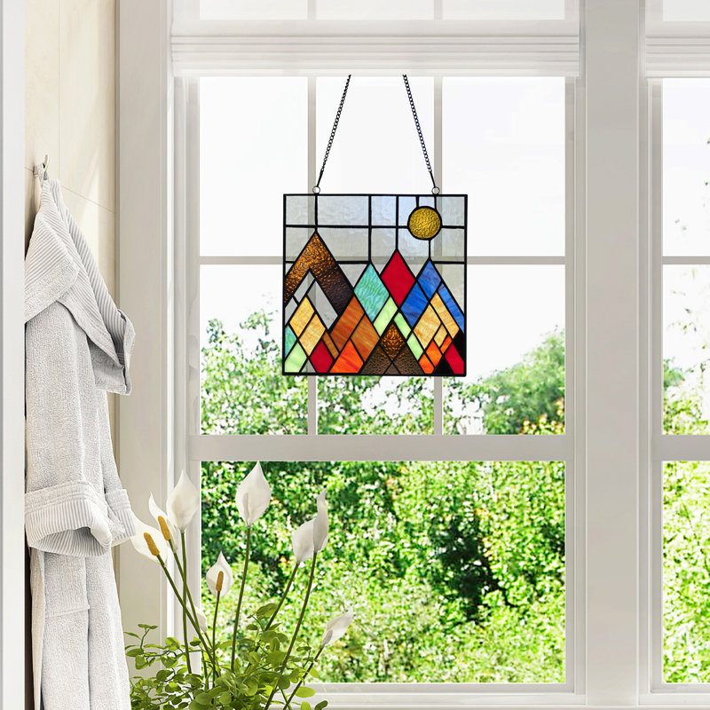 Zayne 10"H Beyond the Mountain Tops Multicoloured Window Panel