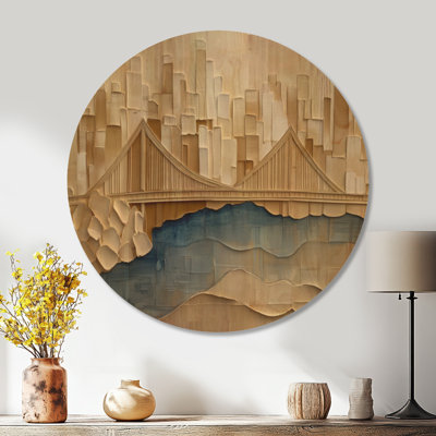 Skyline du Golden Bridge - Décoration murale en bois représentant un paysage urbain
