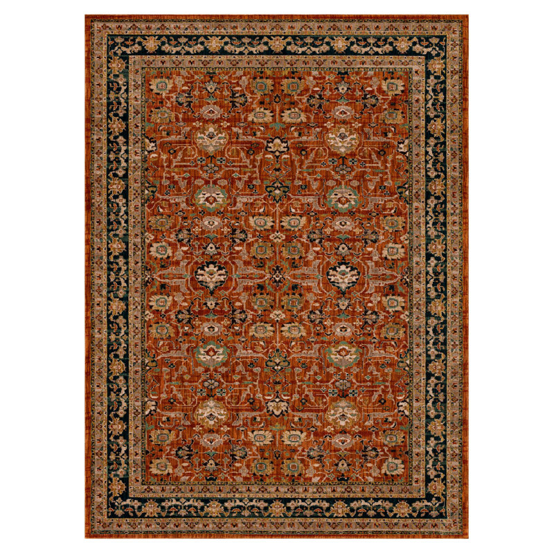 Spice Market Keralam Plush Pile Stain/Fade Resistant Polyester Woven Floral Indoor Area Rug, Rectangle 5'3" x 7'10"