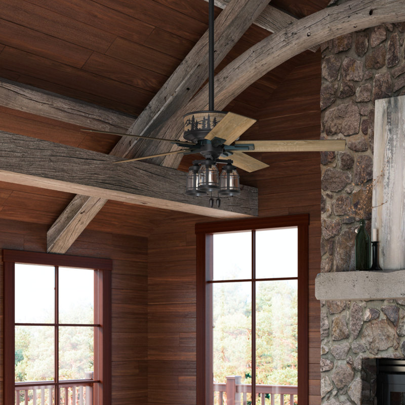 52" Vista 5 - Blade Standard Ceiling Fan with Pull Chain and Light Kit Included