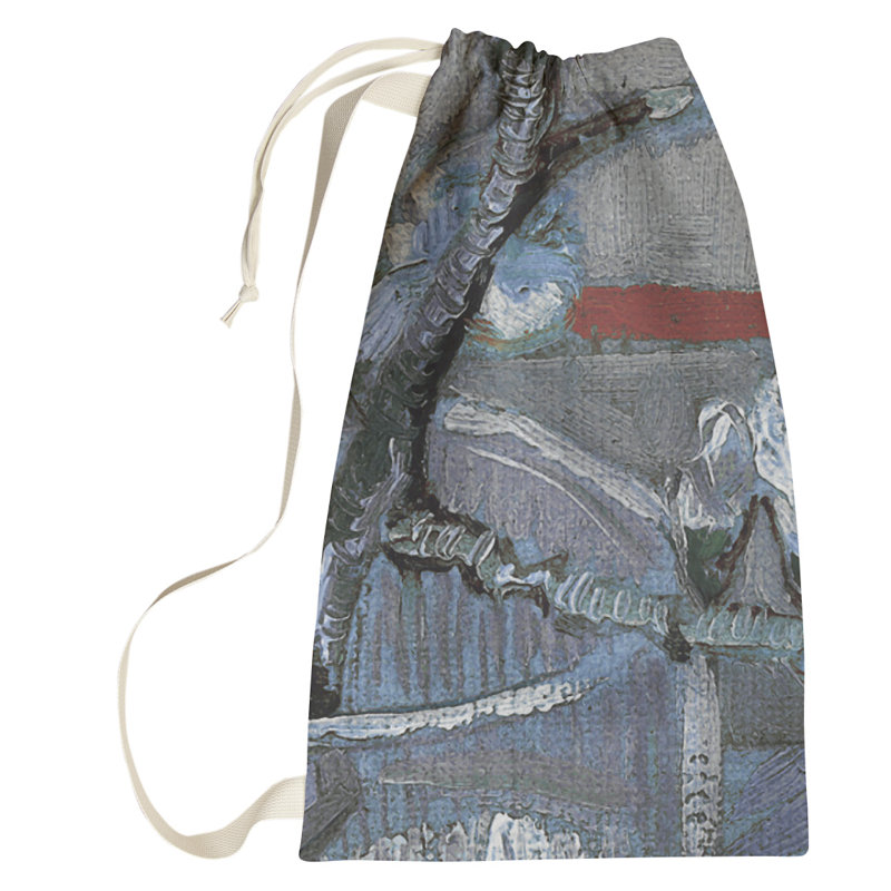Sac à linge en verre en forme d’amande de fleurs Browerville, Petit (H 64 po x l 20 po x P 1,5 po), Bleu