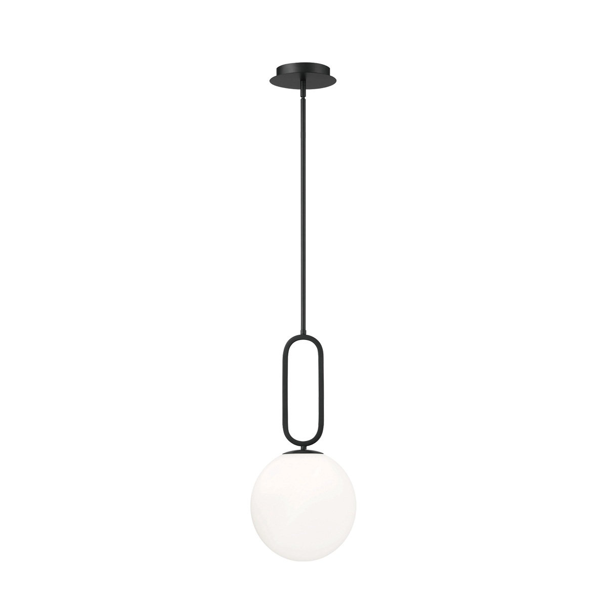 Single Light Glass Dimmable Pendant, Acid Opal/Matte Black, 18.75" H x 9.75" W x 9.75" D