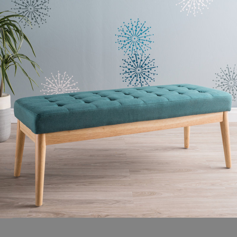 Button- In Captivating Teal With Natural Birch Wood Legs For Your Home Mid-Century Inspired Materials And Stable Structure