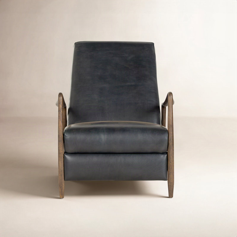 Arista Genuine Leather Recliner, Dakota Black Genuine Leather