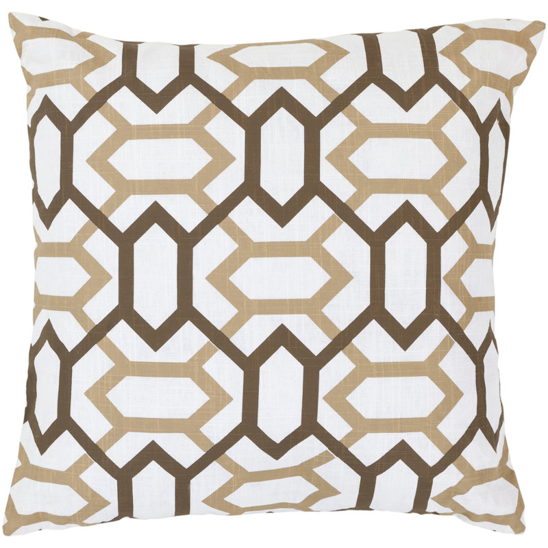 Geometric Throw Pillow, 18" H x 18" W x 0.25" D, Neutral\Blue, Pillow Cover Only - No Insert