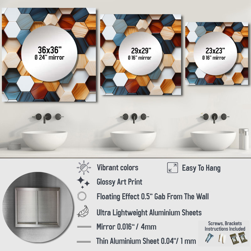 Art mural Hexagons Angularity, 23 po x 23 po