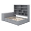 Lit de jour en bois avec trois tiroirs, bureau, tablettes et lumières-889130396