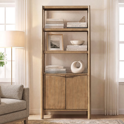 Sabbagh 86" Reclaimed Wood Bookcase with Lower Cabinet