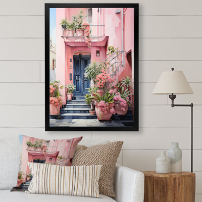 Pink Miami Artful Facades I - City Miami Framed Canvas Print