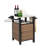 Single Door Bar Cart,Outdoor Kitchen Wicker Island Rolling Cart & Storage Cabinet, Wheels And Stainless Steel Extended Table Top, Side Handle