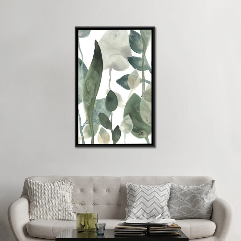«Water Leaves III», reproduction sur toile, H 26 po x l 18 po x P 1,5 po, Toile avec cadre noir