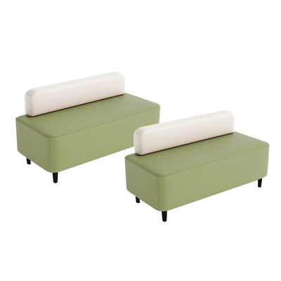 Dining Room Faux Leather Double Bench Set of 2