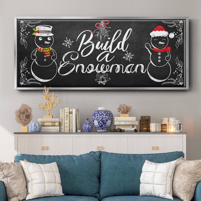 Build a Snowman- Framed Canvas, 8" H x 20" W