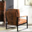 Fauteuil de salon de style Mid-Century moderne, microfibre tachetée de brun, structure en métal renforcé pour chaise de bureau à domicile, design, microfibre et carré-830858140